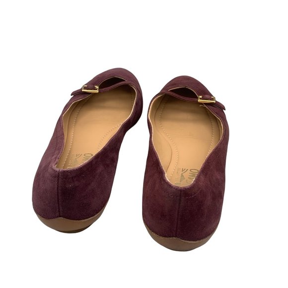 Salvatore Ferragamo Audrey Ballet Flats Women's Suede Burgundy Size 6C - Picture 2 of 9